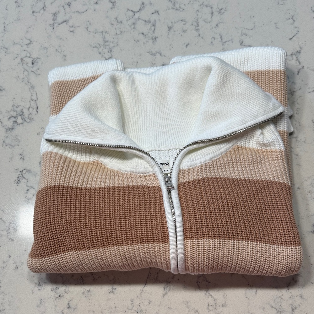 Aerie Oversized striped quarter zip NWTsize medium